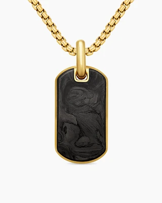 Forged Carbon Tag in 18K Yellow Gold