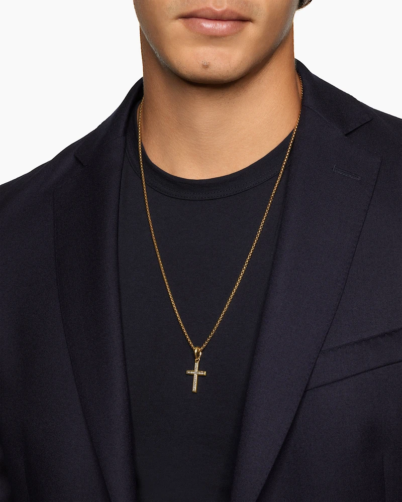 Cross Pendant in 18K Yellow Gold with Diamonds, 24mm