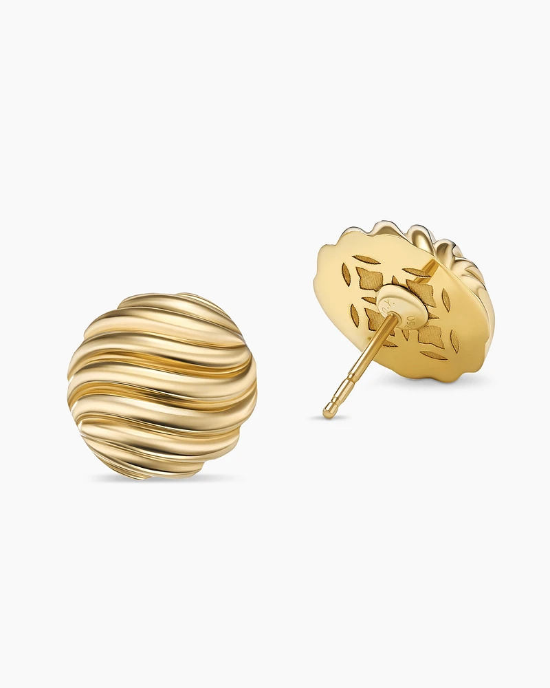 Sculpted Cable Stud Earrings in 18K Yellow Gold