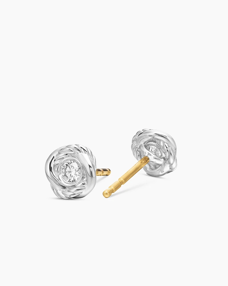 Infinity Stud Earrings with Diamonds, 6.8mm