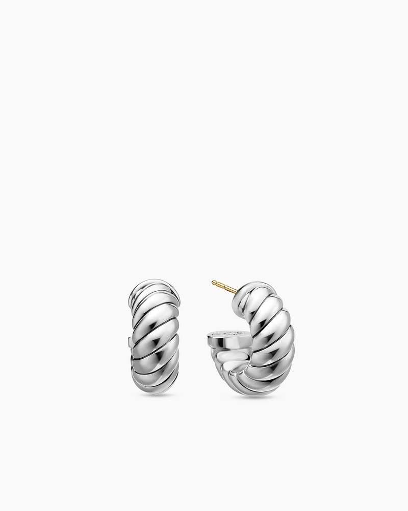 Sculpted Cable Shrimp Earrings in Sterling Silver, 20.5mm