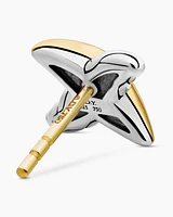 Petite X Stud Earrings in Sterling Silver with 18K Yellow Gold, 7.5mm