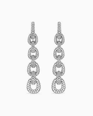 Solari Chain Drop Earring in 18K White Gold with Diamonds