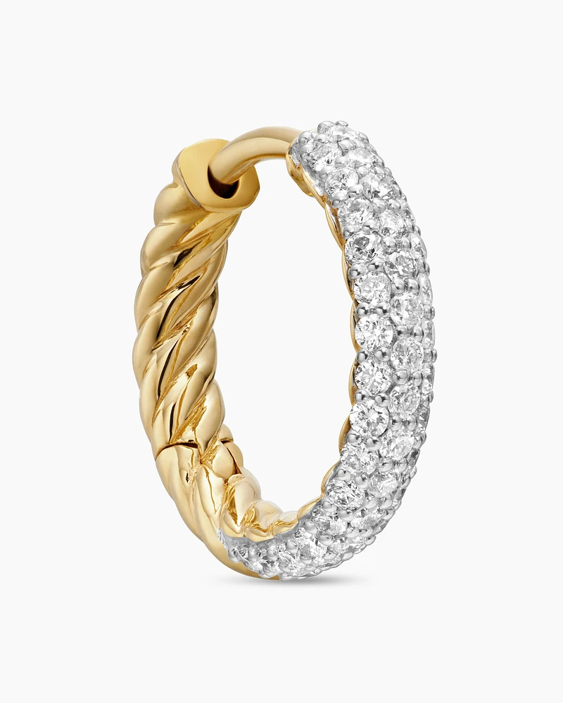 Petite Infinity Huggie Hoop Earrings in 18K Yellow Gold with Diamonds, 3mm