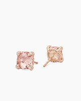 Petite Chatelaine Stud Earrings with 18K Rose Gold and Diamonds, 5mm