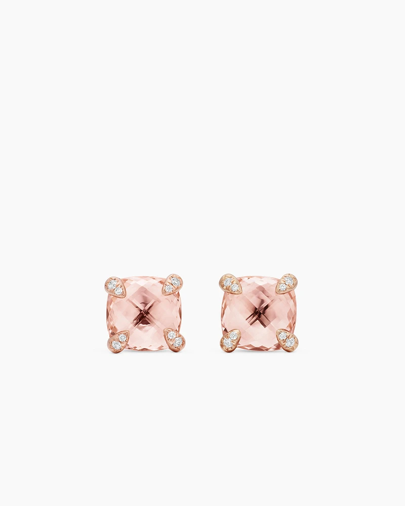 Petite Chatelaine Stud Earrings with 18K Rose Gold and Diamonds, 5mm
