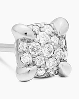 Petite Chatelaine Stud Earrings in 18K White Gold with Pavé, 5mm