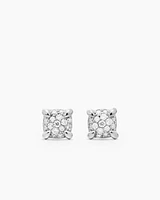 Petite Chatelaine Stud Earrings in 18K White Gold with Pavé, 5mm