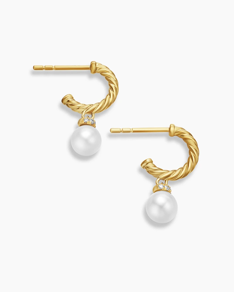 Petite Solari Hoop Drop Earrings in 18K Yellow Gold with Diamonds, 17.2mm