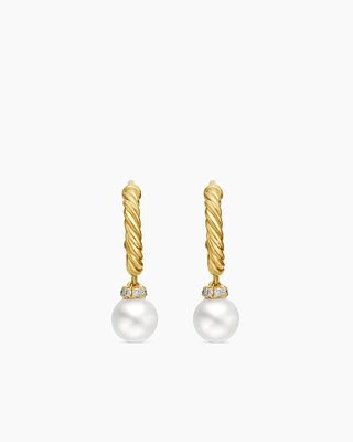 Petite Solari Hoop Drop Earrings in 18K Yellow Gold with Diamonds, 17.2mm