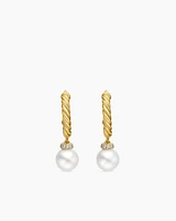 Petite Solari Hoop Drop Earrings in 18K Yellow Gold with Diamonds, 17.2mm
