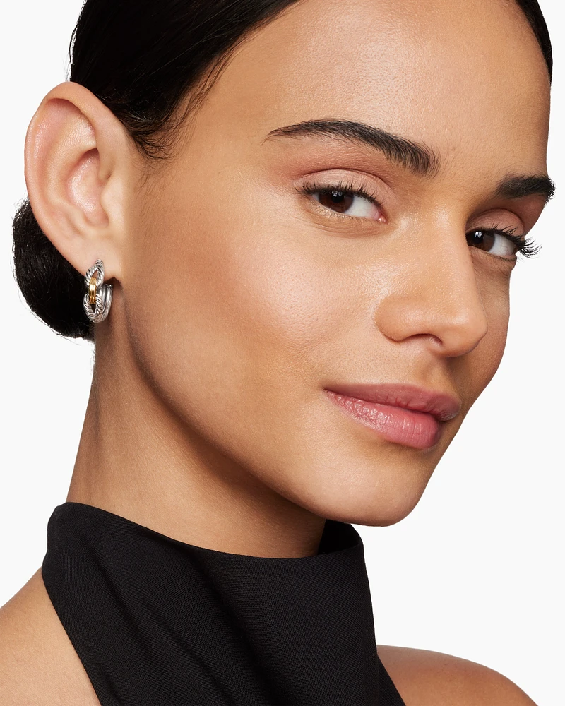 Cable Loop Hoop Earrings with 18K Yellow Gold