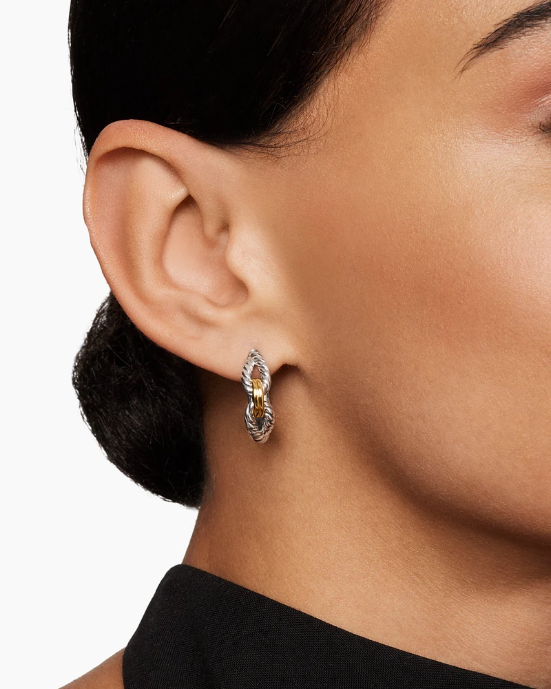 Cable Loop Hoop Earrings with 18K Yellow Gold