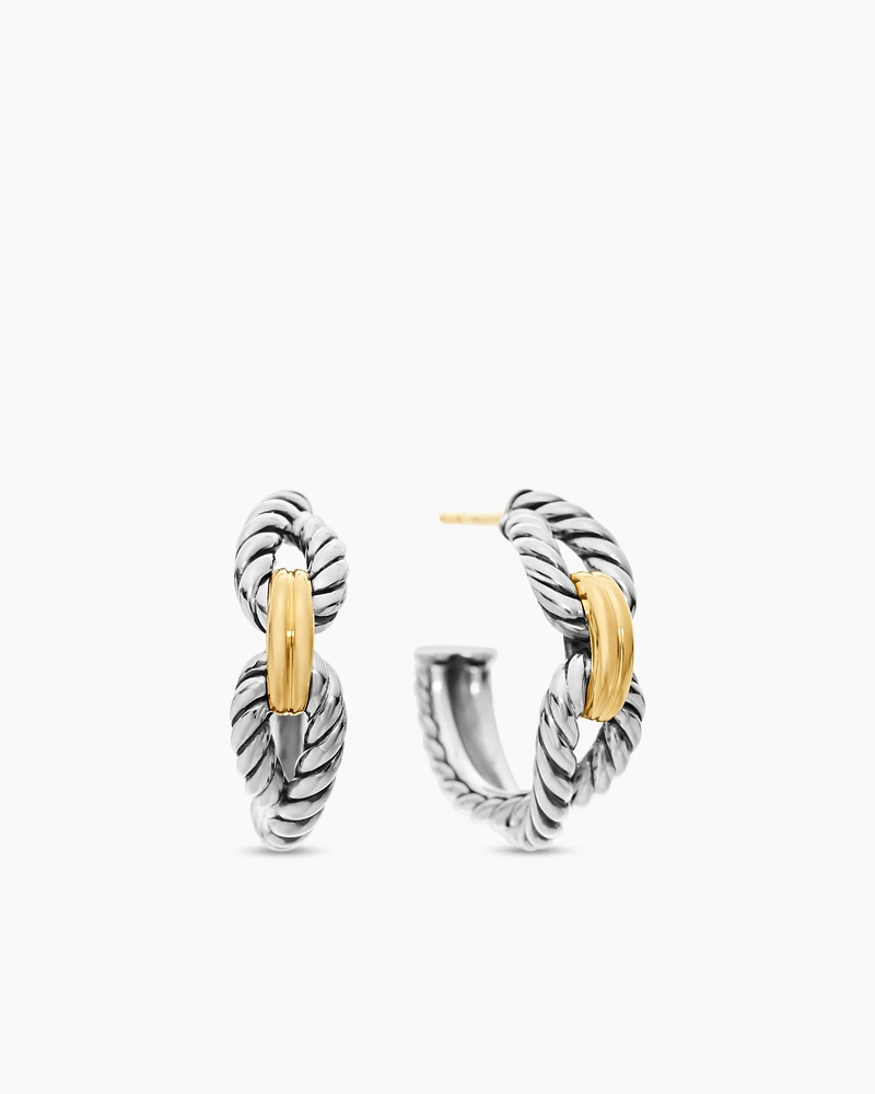 Cable Loop Hoop Earrings with 18K Yellow Gold