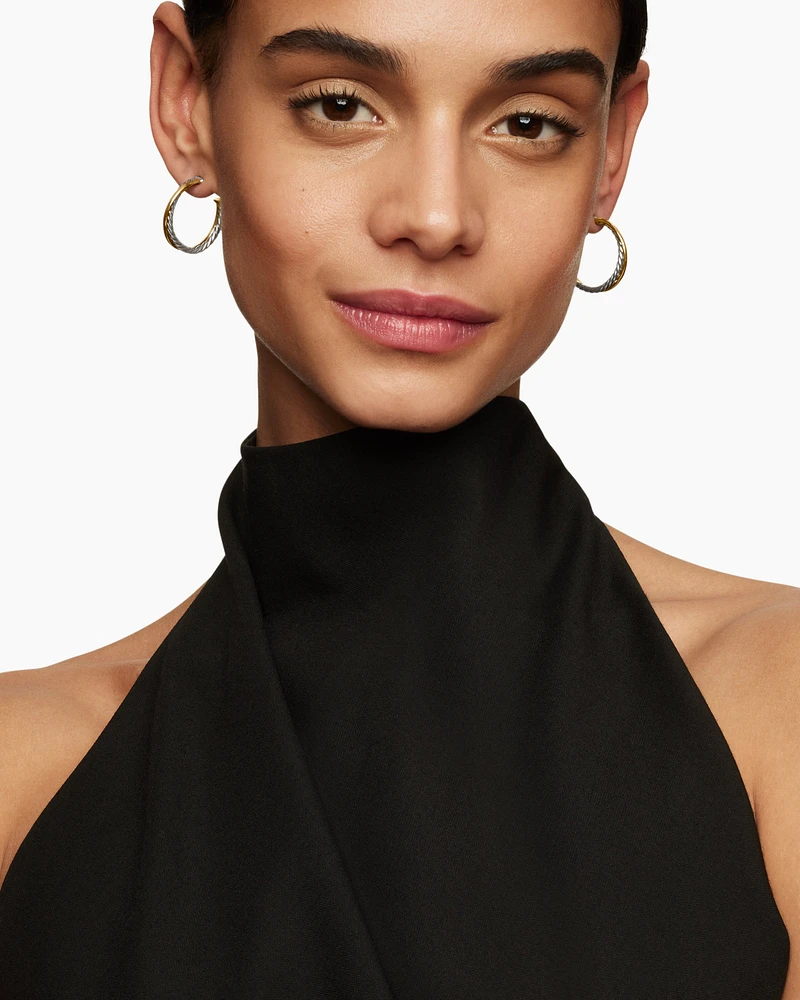 Crossover Hoop Earrings in Sterling Silver with 18K Yellow Gold