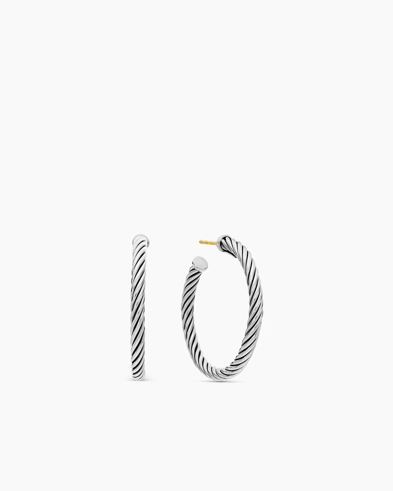 Cable Edge™ Hoop Earrings in Recycled Sterling Silver