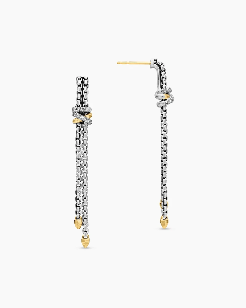 Helena Chain Drop Earrings with 18K Yellow Gold and Diamonds, 50.8mm