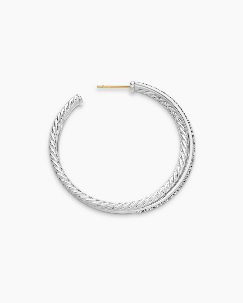 Crossover Hoop Earrings with Diamonds