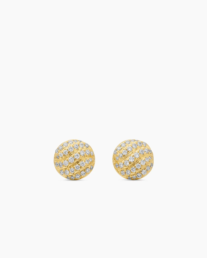 Cable Collectibles® Stud Earrings in 18K Yellow Gold with Diamonds, 8mm