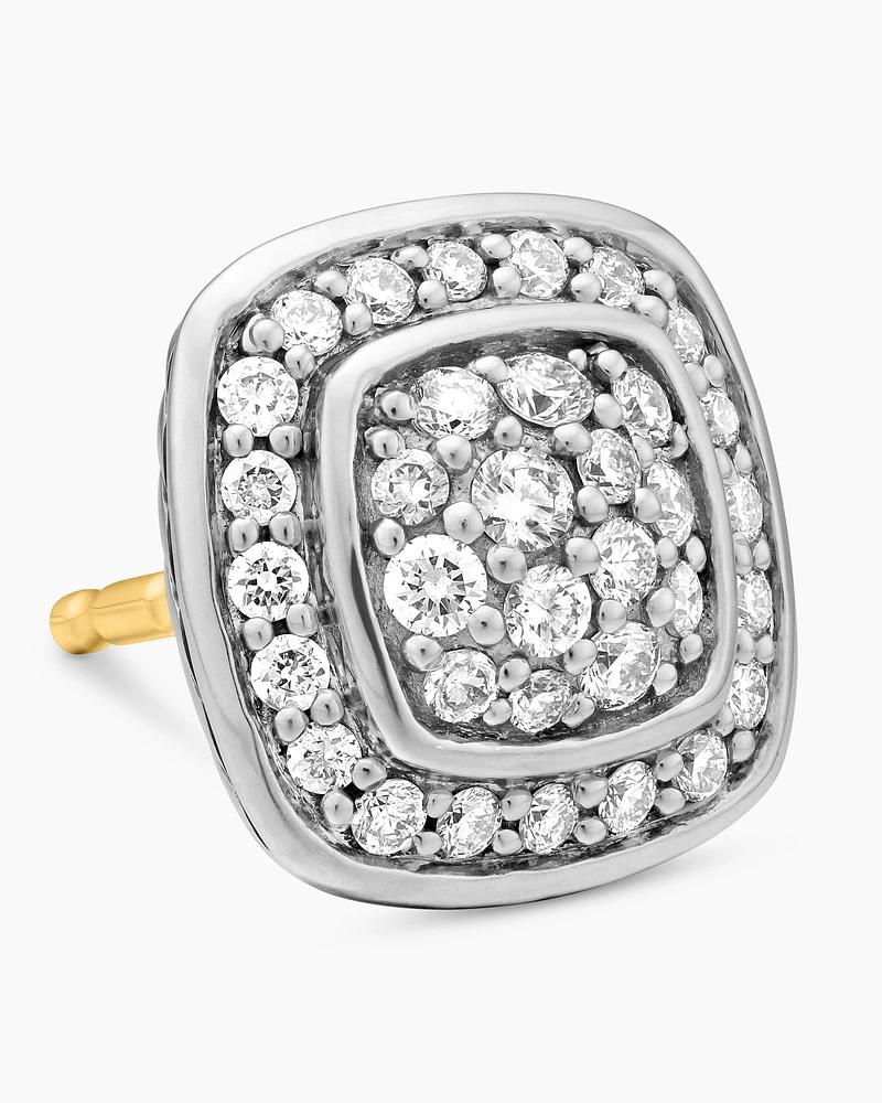 Petite Albion® Stud Earrings in Sterling Silver with Pavé Diamonds, 5mm
