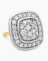 Petite Albion® Stud Earrings in Sterling Silver with Pavé Diamonds, 5mm