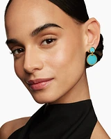 DY Elements® Double Drop Earrings in 18K Yellow Gold with Turquoise, 33mm