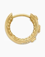 Modern Renaissance Huggie Hoop Earrings in 18K Yellow Gold with Diamonds, 12.3mm
