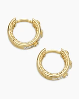 Modern Renaissance Huggie Hoop Earrings in 18K Yellow Gold with Diamonds, 12.3mm