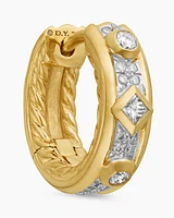 Modern Renaissance Huggie Hoop Earrings in 18K Yellow Gold with Diamonds, 12.3mm