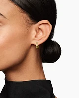 Modern Renaissance Huggie Hoop Earrings in 18K Yellow Gold with Diamonds, 12.3mm