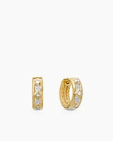 Modern Renaissance Huggie Hoop Earrings in 18K Yellow Gold with Diamonds, 12.3mm