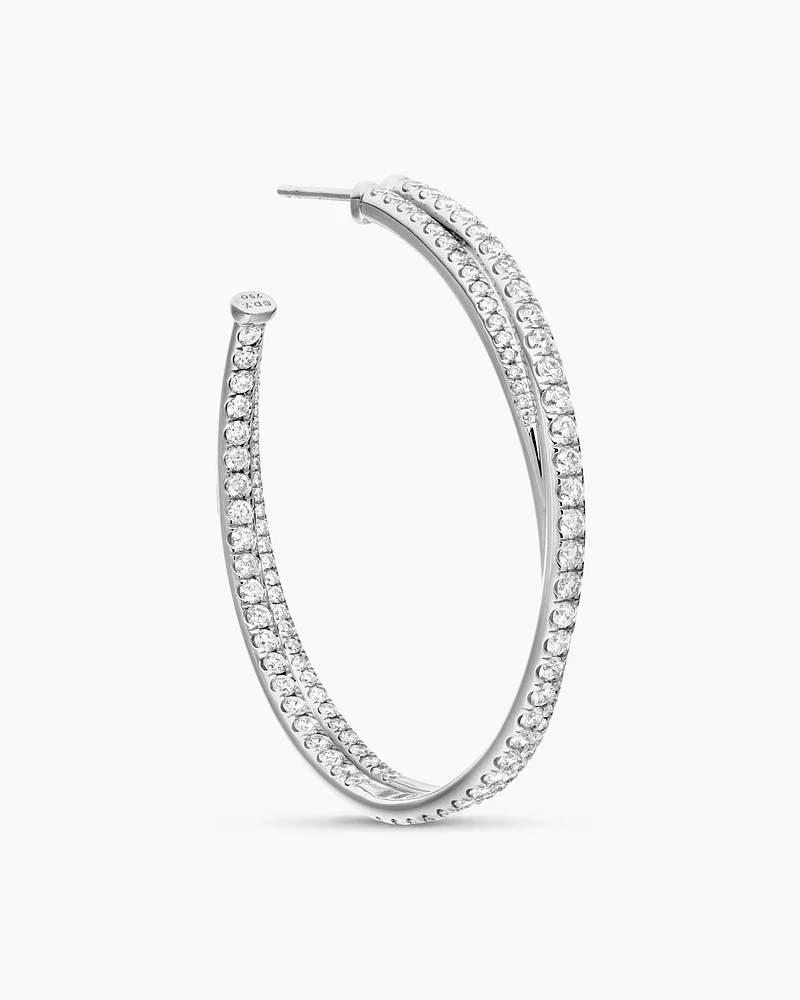 Pavé Crossover Hoop Earrings in 18K Gold with Diamonds
