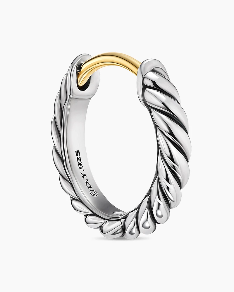 Sculpted Cable Huggie Hoop Earrings in Sterling Silver, 10.7mm