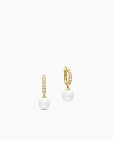 Pearl and Pavé Drop Earrings in 18K Yellow Gold with Pearls and Diamonds