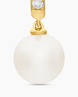 Pearl and Pavé Drop Earrings in 18K Yellow Gold with Pearls and Diamonds