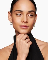 Pearl and Pavé Drop Earrings in 18K Yellow Gold with Pearls and Diamonds