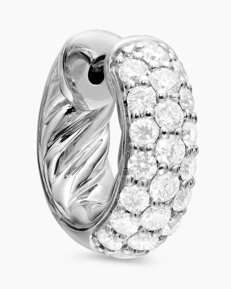 DY Mercer® Micro Hoop Earrings in Sterling Silver with Diamonds, 13.5mm