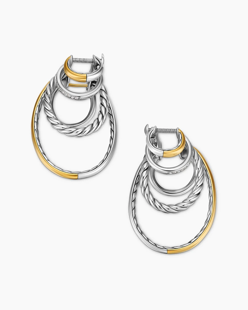 DY Mercer® Multi Hoop Earrings in Sterling Silver with 18K Yellow Gold and Diamonds
