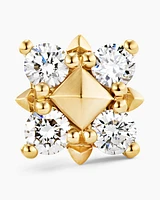 Petite Modern Renaissance Pyramid Stud Earrings in 18K Yellow Gold with Diamonds, 8mm