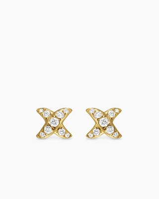 Crossover Stud Earrings in 18K Yellow Gold with Diamonds