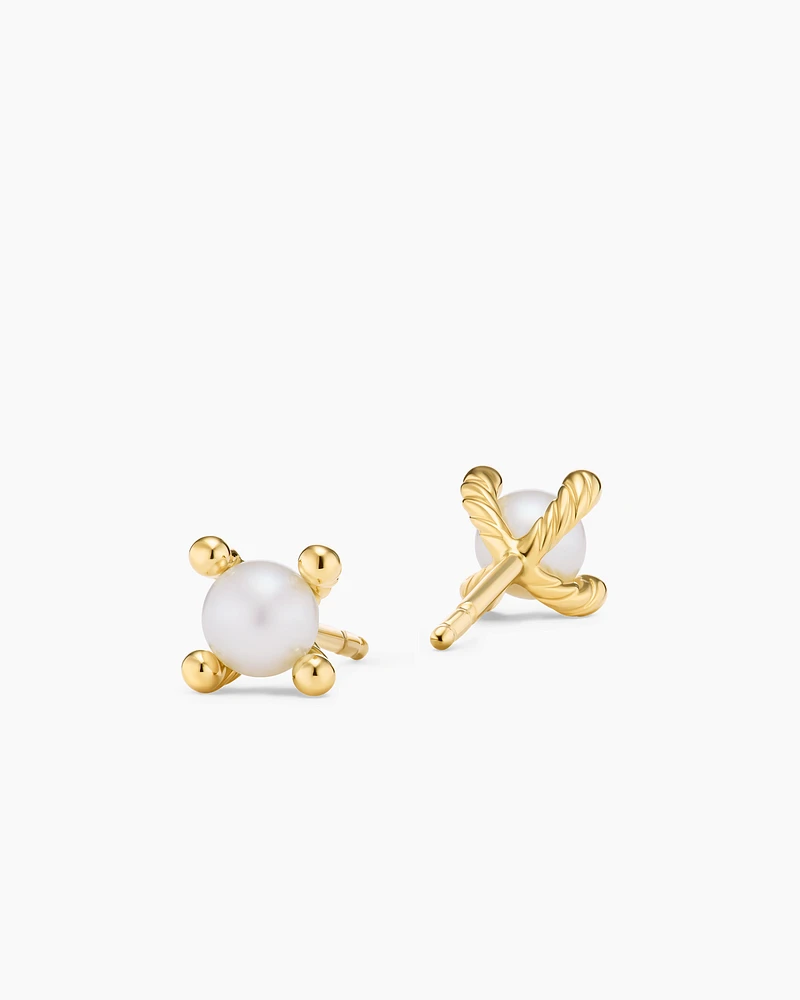 Petite Modern Renaissance Pearl Stud Earrings in 18K Yellow Gold, 5.5mm