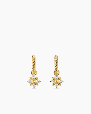 Petite Modern Renaissance Pyramid Drop Earrings in 18K Yellow Gold with Diamonds, 18.8mm