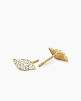 Petite Pavé Flute Stud Earrings in 18K Yellow Gold with Diamonds, 10.6mm