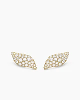 Petite Pavé Flute Stud Earrings in 18K Yellow Gold with Diamonds, 10.6mm
