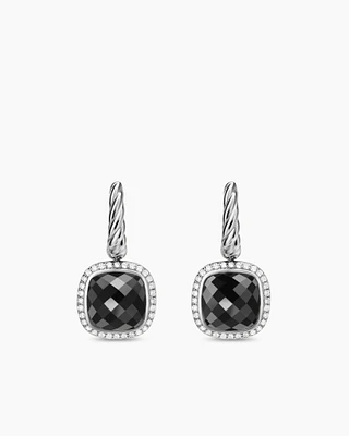 Albion® Drop Earrings in Sterling Silver with Black Onyx and Diamonds, 10mm