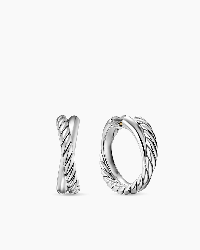 Crossover Hoop Earrings in Sterling Silver