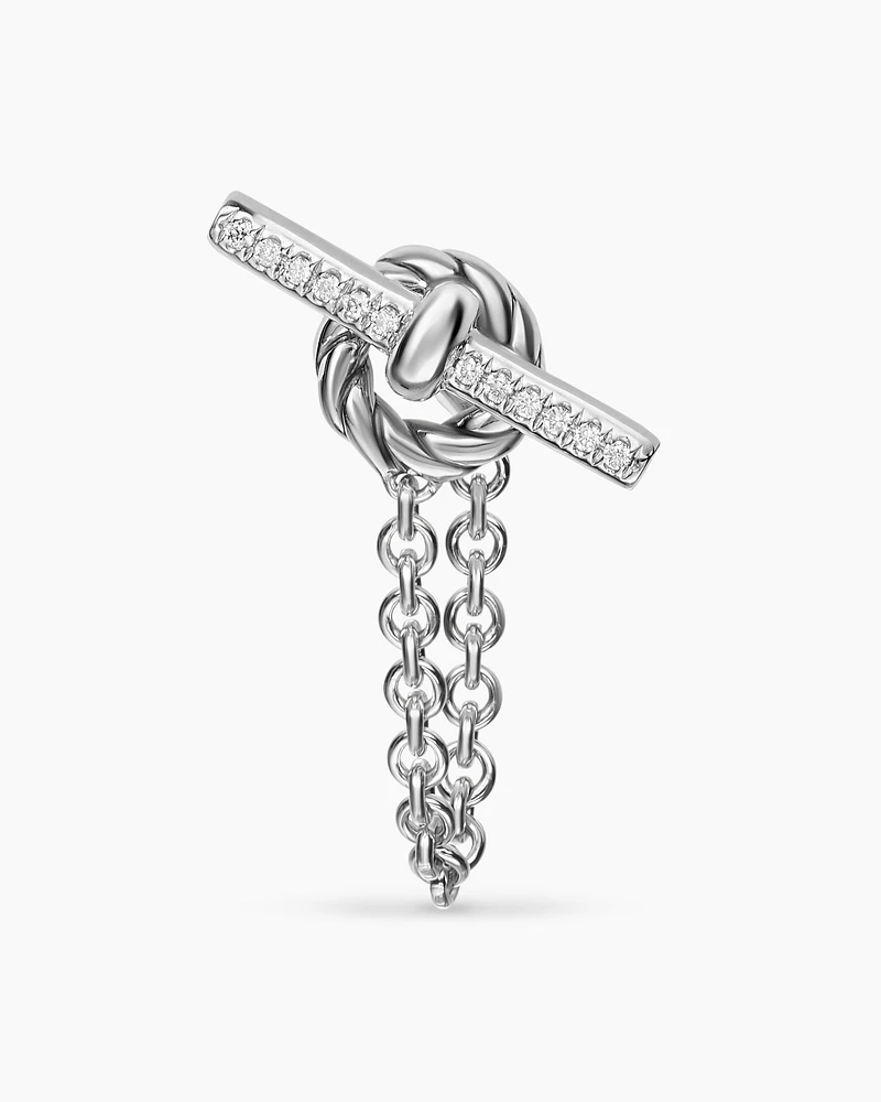 DY Mercer® Petite Toggle Chain Stud Earrings in Sterling Silver with Diamonds, 38.2mm