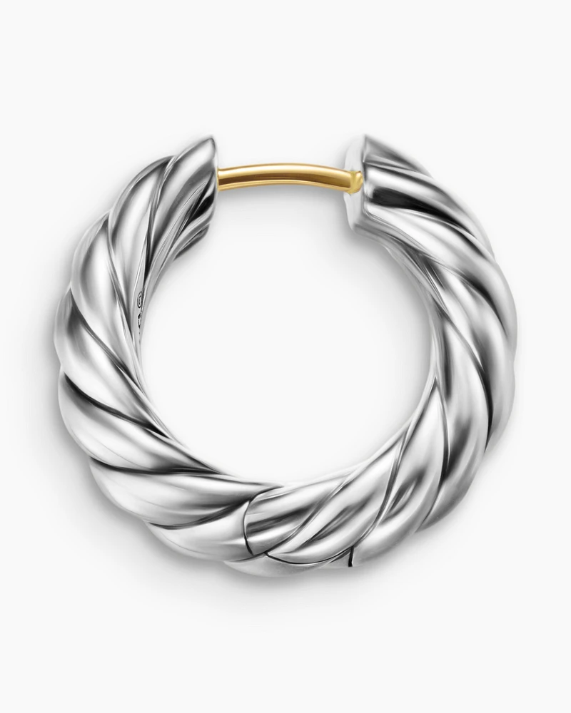 Sculpted Cable Hoop Earrings in Sterling Silver