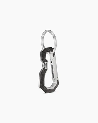 Forged Carbon Carabineer Keychain in Sterling Silver