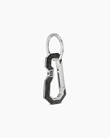 Forged Carbon Carabineer Keychain in Sterling Silver